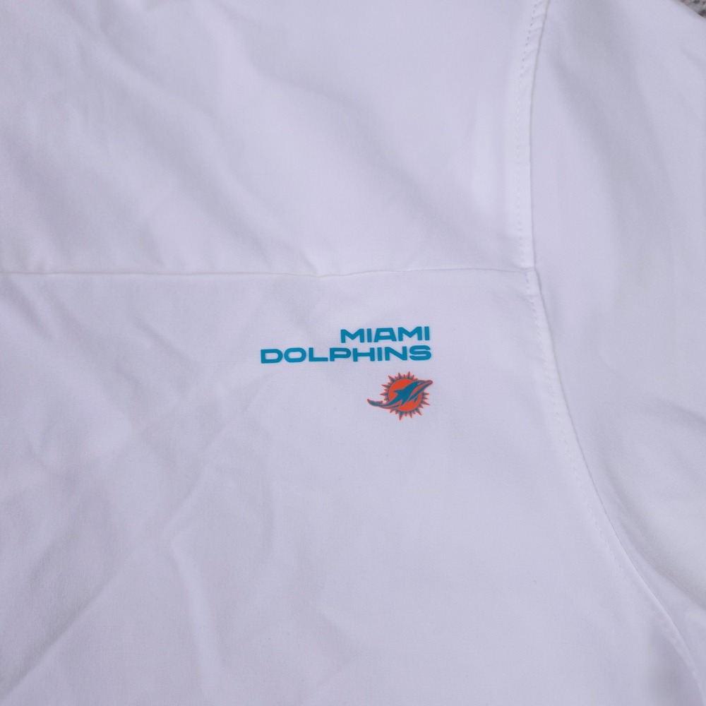 Miami Dolphins Team Issued Polo Shirt Mens Large Nike On Field White Dri Fit GUC - Picture 5 of 12